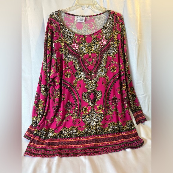 Linea by Louise Dell’ Olio  fuchsia, and yellow Blouse Plus Soze - Picture 1 of 15